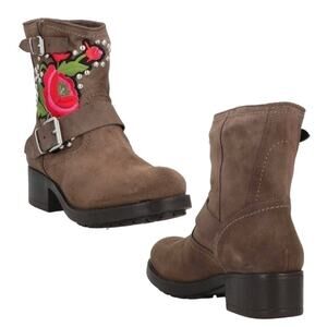 Formentini Italian Slip-on Moto Boots ￼US 8.5, EU Size 39 Brown Roses